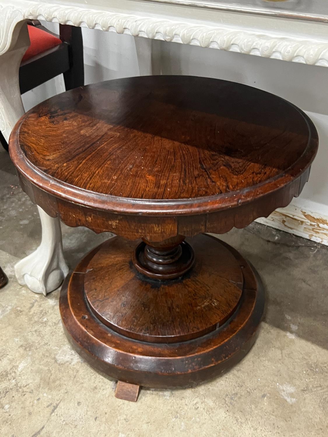 A Victorian circular rosewood occasional table (adapted) diameter 50cm height 44cm and a Chippendale - Image 2 of 3