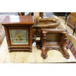 A late 19th century Arts and Crafts walnut and marquetry banded Tunbridgeware bracket clock with a