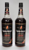 Captain Morgan Black Label Rum 1980's, 2 one litre bottles