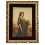 A Continental porcelain plaque, 'Ruth' after Charles Landelle, c.1900, impressed number to