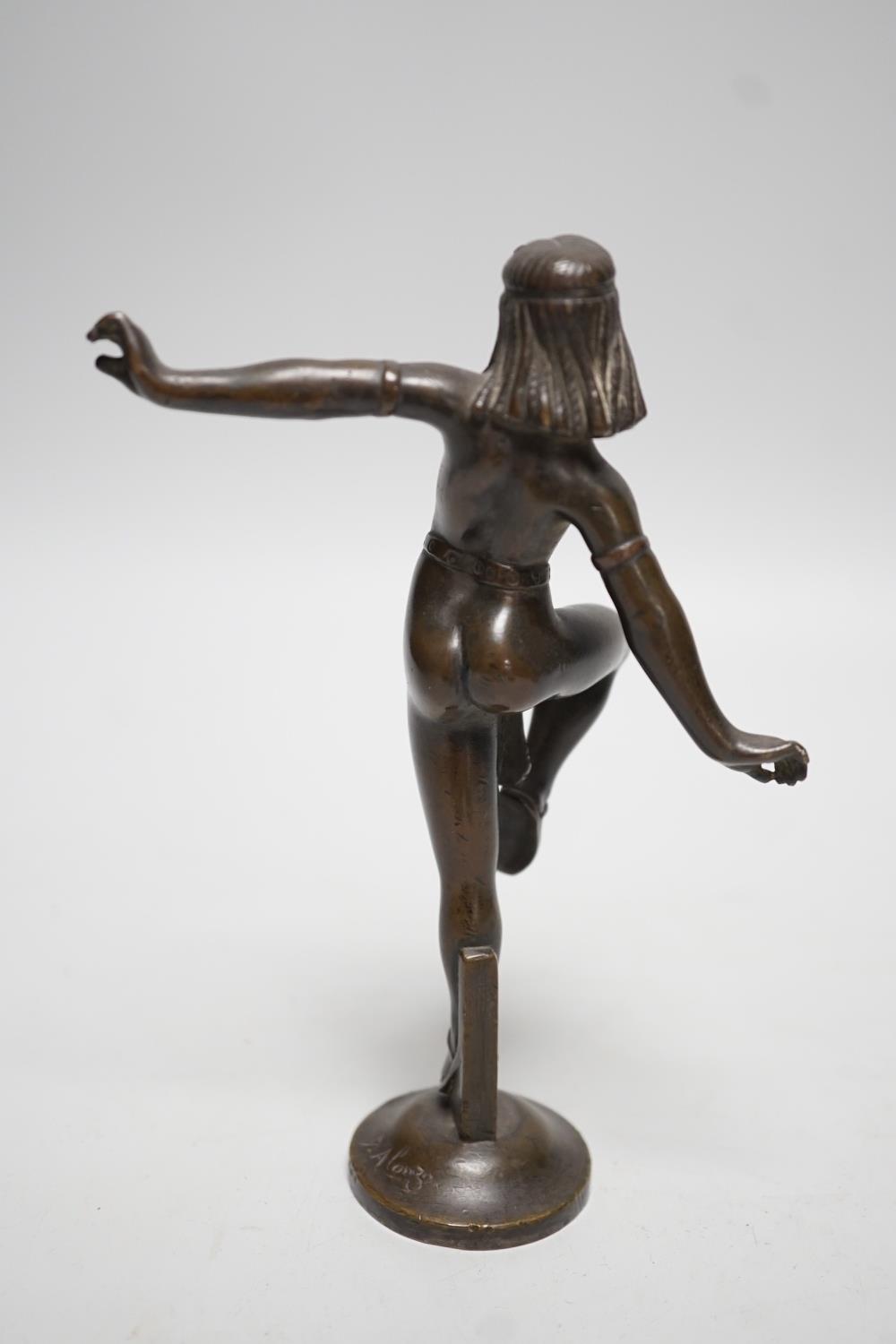 Dominique Alonzo, brown patinated bronze figure of an Egyptian Dancer, signed, c.f. Catley pg. 39 - Image 4 of 5