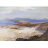 Cecil Arthur Hunt R.W.S. (1873-1965), watercolour, 'Vulcan's Isle, Sicily', labels verso, 28 x 38cm