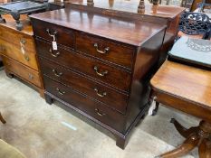 A George III mahogany chest, fitted two short and three long drawers, width 107cm, depth 53cm,