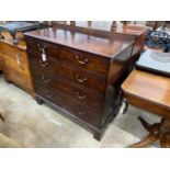 A George III mahogany chest, fitted two short and three long drawers, width 107cm, depth 53cm,