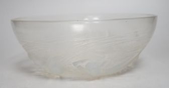 A R. Lalique Ondines opalescent glass bowl, etched mark, numbered 380, diameter 21cm