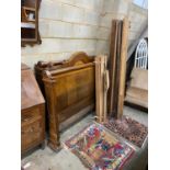 Two 19th century oak and walnut bed frames, larger width 127cm