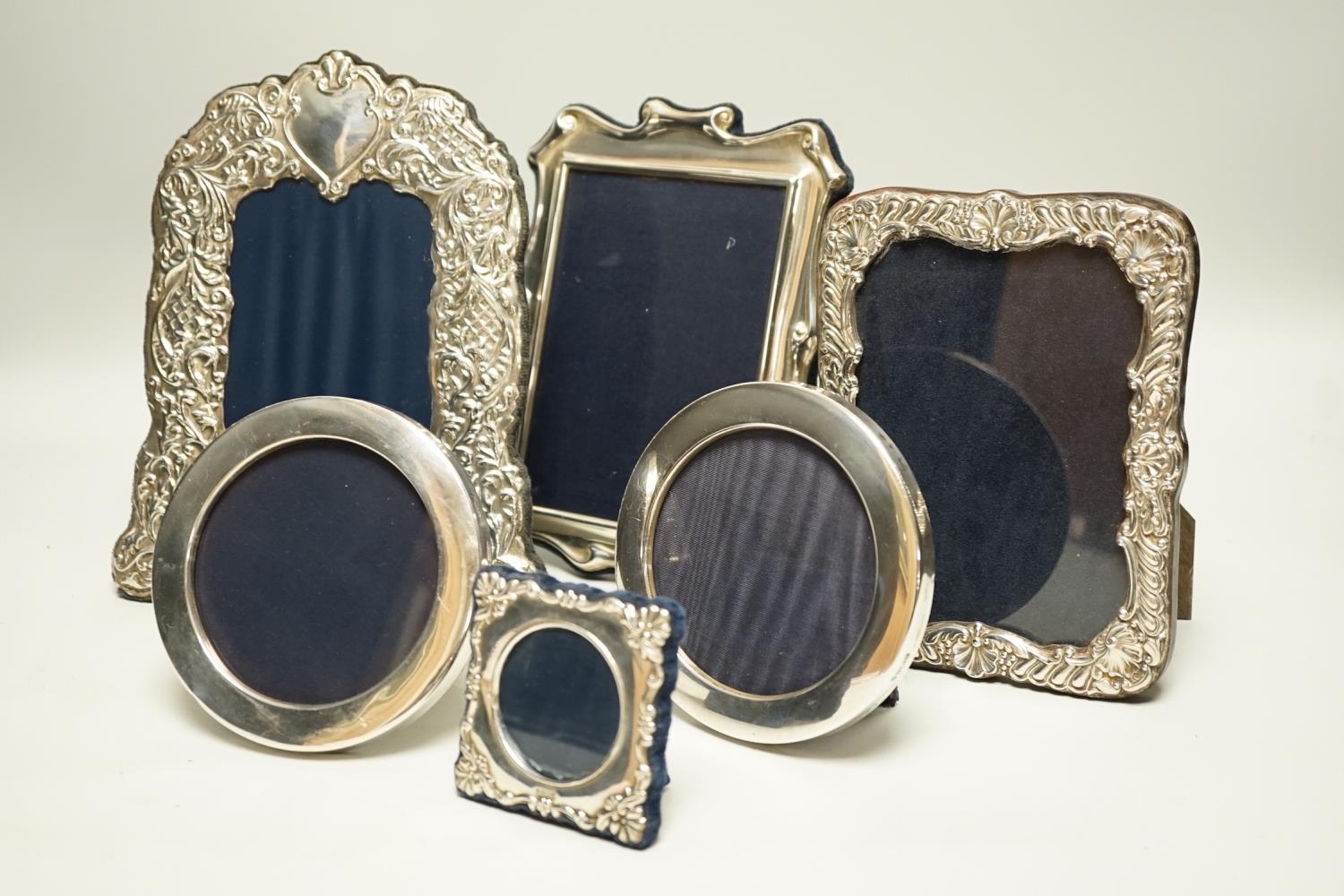 Six assorted modern silver mounted photograph frames, largest 21cm. - Image 2 of 2