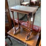 A nest of three Edwardian rectangular mahogany tea tables, width 51cm, depth 32cm, height 72cm