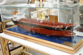 A large cased ship builder's model of the Elandra Jaguar by The Shipbuilding Co. Ltd. 137cm wide