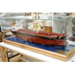 A large cased ship builder's model of the Elandra Jaguar by The Shipbuilding Co. Ltd. 137cm wide