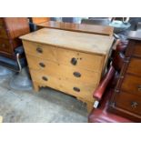 An early 19th century pine four drawer chest, width 106cm, depth 51cm, height 91cm