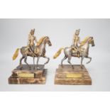 Two limited edition gilt bronze of horseback riders on marble bases, plaques read ‘Cav. AUSTRIACO