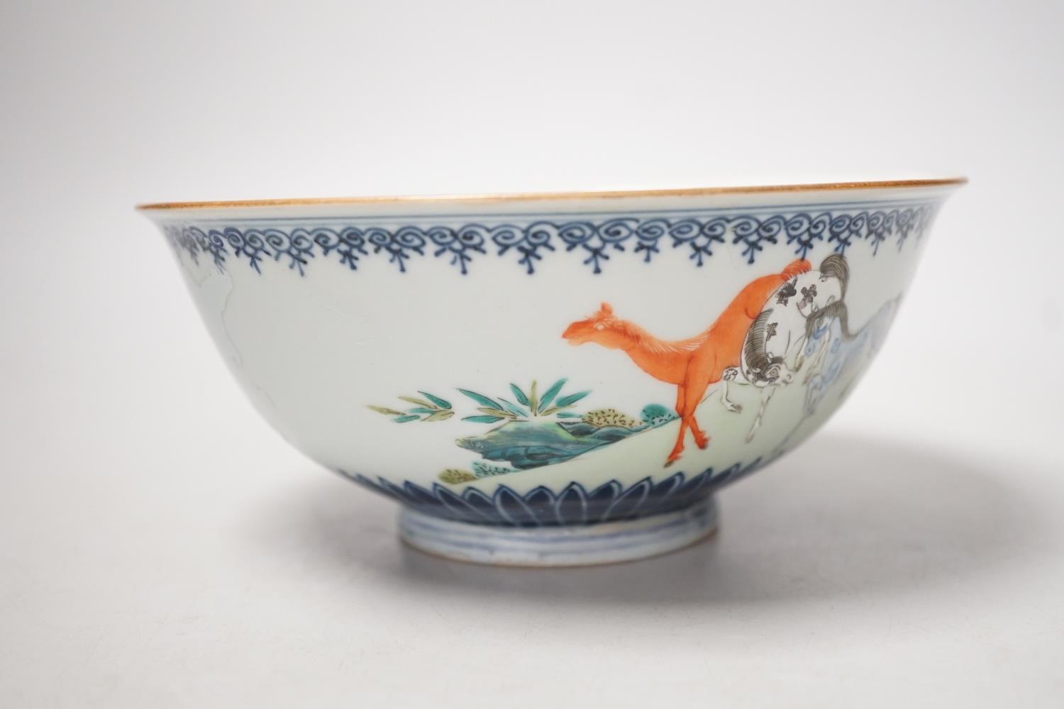 A Chinese famille rose 'eight horses' bowl, early 20th century. 18cm diameter - Image 3 of 13