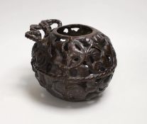 A bronze incense burner or basket, 15cm