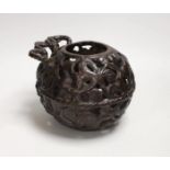 A bronze incense burner or basket, 15cm