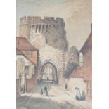 Victorian School, coloured lithograph, Lewes Castle Gateway, 31 x 22cm