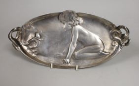 A WMF art nouveau Britannia metal dish, 27.5cm