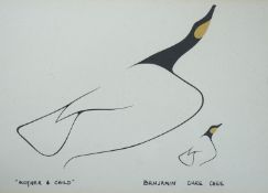 Benjamin Chee Chee (Canadian, 1944-1996), set of four prints, Studies of birds, 14 x 22cm
