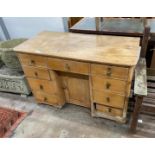 A Victorian pine kneehole dressing table, width 112cm, depth 55cm, height 74cm