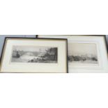 William Lionel Wyllie (1851-1931), two drypoint etchings, View of Greenwich and Bridge from The