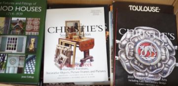 ° ° A box of books and catalogues concerning decorative arts