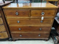 A Regency inlaid mahogany chest of drawers, width 108cm, depth 49cm, height 104cm