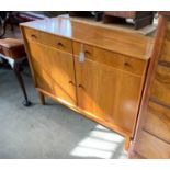 A mid century teak sideboard, length 122cm, depth 43cm, height 91cm