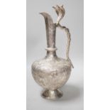 A decorative Indian silver plated cobra ewer. 29.5cm