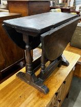 A small 17th century style oak gateleg occasional table, width 61cm, depth 34cm, height 53cm