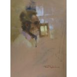 Tom Quinn (b.1918), oil on paper, Self portrait, signed, 37 x 27cm