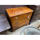 A George III style mahogany three drawer chest, width 92cm, depth 48cm, height 85cm