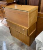 Four mid century teak ladder shelving units, disassembled