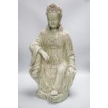 A Chinese celadon glazed empress figure, 55cm