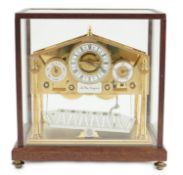 A Devon Clocks lacquered and silvered brass Congreve timepiece, in glazed mahogany case, with