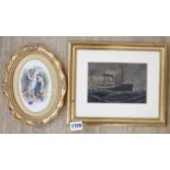 C. Hagener, oil on card, Steamship 'St Nicholas', signed, 10 x 15.5cm and a colour print after