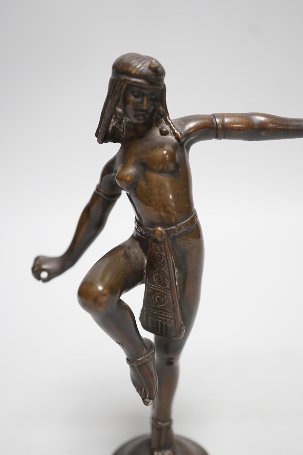 Dominique Alonzo, brown patinated bronze figure of an Egyptian Dancer, signed, c.f. Catley pg. 39 - Image 2 of 5