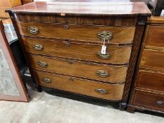 A Regency mahogany bow fronted chest of drawers, width 122cm, depth 53cm, height 109cm
