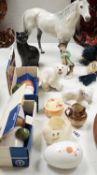 Ceramic ornaments including two boxed Gustavsberg advent figures and a large Beswick horse