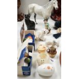 Ceramic ornaments including two boxed Gustavsberg advent figures and a large Beswick horse