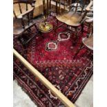 A Hamadan red ground carpet, 240 x 180cm