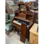 A late 19th century American mahogany cased chapel organ, width 104cm, depth 48cm, height 160cm