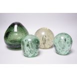 Four Victorian green glass dumps, tallest 16cm