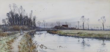 Robert Winchester Fraser (1848-1906), watercolour, 'At Aldermaston', signed and dated '93, 18 x