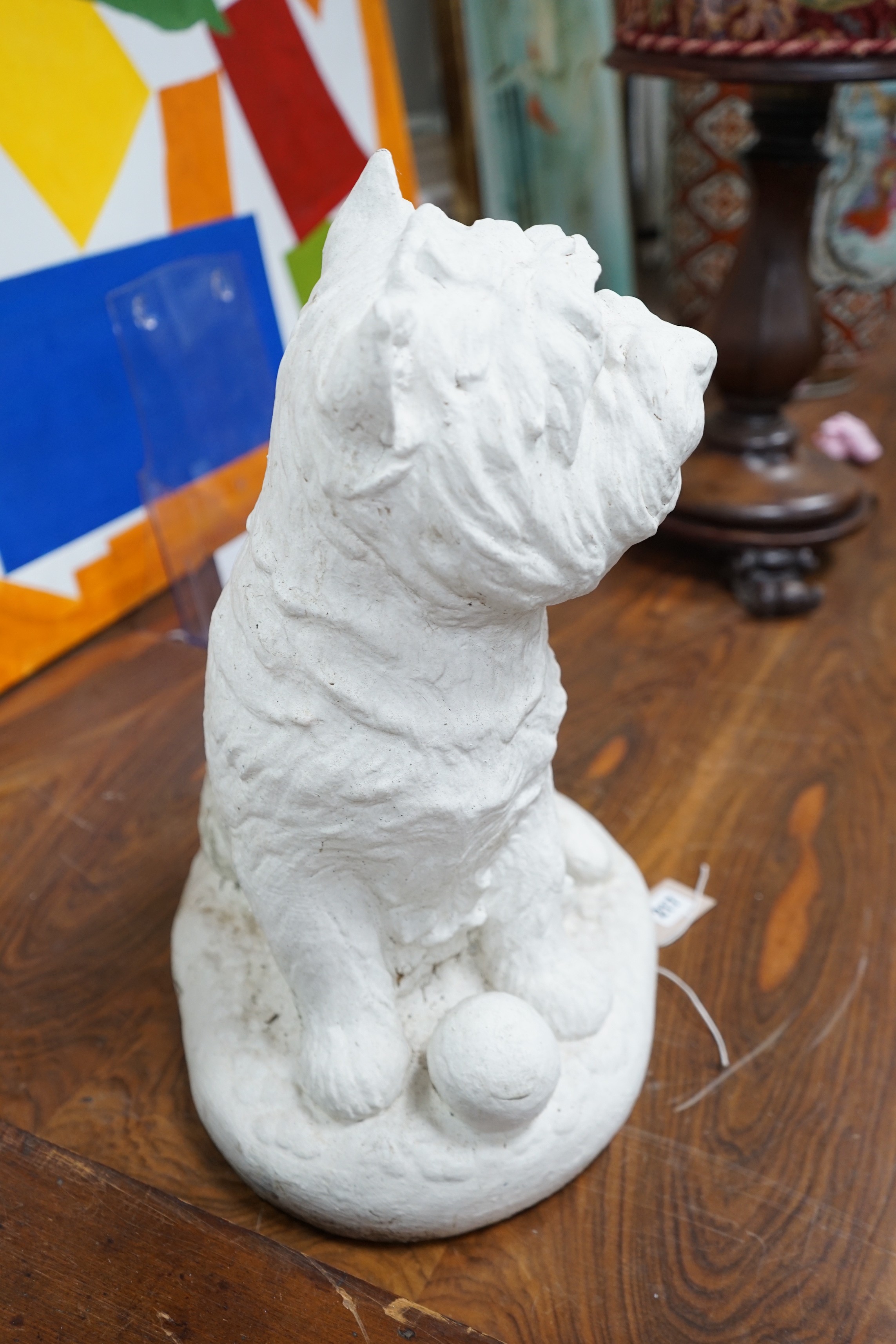 A painted carved stone model of a Scottish terrier, height 46cm - Image 3 of 3