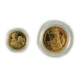 Elizabeth II (1952-2022), Royal mint gold proof Britannia £10, 1997 and gold proof Britannia quarter