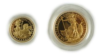 Elizabeth II (1952-2022), Royal mint gold proof Britannia £10, 1997 and gold proof Britannia quarter