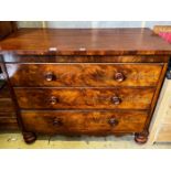 A Victorian mahogany chest of three drawers, width 116cm, depth 56cm, height 97cm