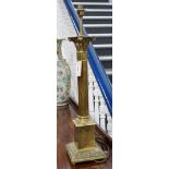 A brass Corinthian column lamp base, 74cm overall