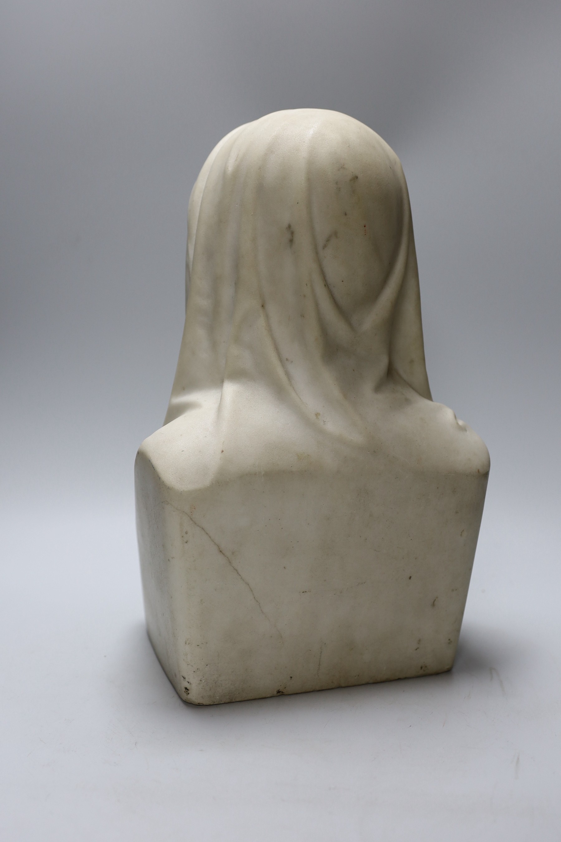 J.S. Westmacott 1866. A Carrara marble bust of a lady, possibly Florence Nightingale, 36.5cms high - Image 2 of 2