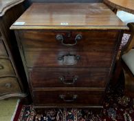 A George III and later mahogany side cabinet with dummy drawer front, incorporates old timber, width